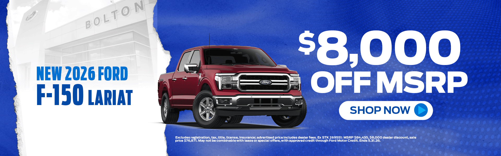 New 2026 Ford F-150 Lariat offers in Lake Charles, LA